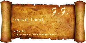 Forrai Fanni névjegykártya